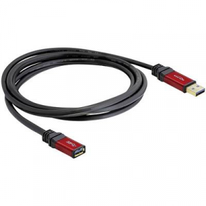 USB kábel 1 x USB 3.0 dugó A- 1 x USB 3.0 aljzat A, 3 m, piros, fekete, aranyozott