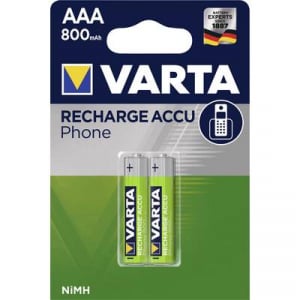 Mikroceruza akku AAA NiMH, 1,2V 800 mAh, 2 db, Varta Phonepower HR3, HR03, UO100557, DC2400, DC2400B4N, LR03