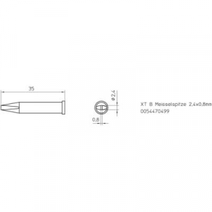 Weller XT-B WP120 pákához. Kétoldalt csapott, véső formájú pákahegy, forrasztóhegy 2.4 mm