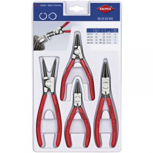 Seeger gyűrű fogó készlet Alkalmas Külső- és belső csapágygyűrűk 19-60 mm, 12-25 mm 10-25 mm, 19-60 mm Hegy forma Egyenes Knipex 00 20 03 V02