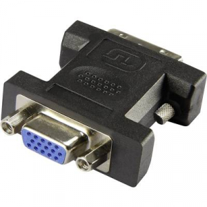 DVI - VGA átalakító adapter, 1x DVI dugó 24+5 pól. - 1x VGA aljzat, fekete, Renkforce