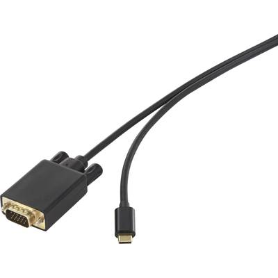 USB C - VGA átalakító kábel [1x USB-C dugó - 1x VGA dugó] 1.80 m Fekete színű Renkforce 1511620