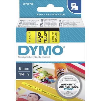 DYMO feliratozószalag D1, 6mm, sárga/fekete, S0720790