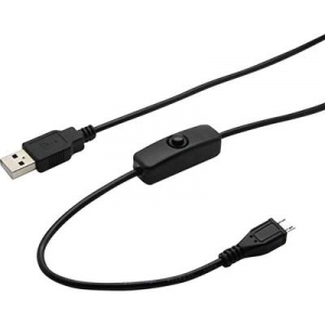 Renkforce USB 2.0 Csatlakozókábel [1x USB 2.0 dugó, A típus - 1x USB 2.0 dugó, mikro B típus] 1.50 m Fekete Be-/kikapcsolóval