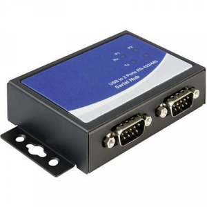 USB 2.0 adapter 2 x D-SUB aljzat 9 pól. - 1 x USB 2.0 aljzat B, fekete Delock