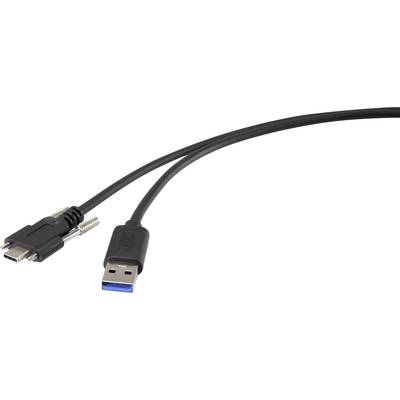 Renkforce USB 3.1 (Gen 1) Csatlakozókábel [1x USB 3.1 dugó, A típus - 1x USB-C™ dugó] 1.00 m Fekete Csavarozható