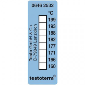 Öntapadós, felragasztható hőmérőcsík, 50 x 18 mm, 161/169/172/177/184/189/197/204 °C-ig Testo Testoterm