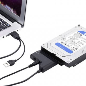 Merevlemez átalakító, 1x USB 2.0 dugó A - 1x SATA kombi dugó, 7+15 pólus, 0,3 m, fekete, Renkforce