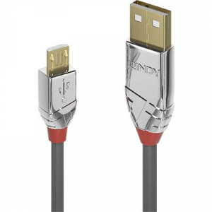 LINDY USB 2.0 Csatlakozókábel [1x USB 2.0 dugó, A típus - 1x USB 2.0 dugó, mikro B típus] 1.00 m Szürke