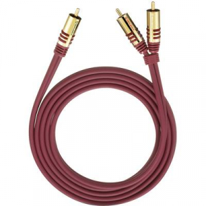 RCA Y elosztó kábel, 1x RCA dugó - 2x RCA dugó, 1 m, aranyozott, piros, Oehlbach