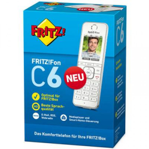 AVM FRITZ!Fon C6 Vezeték nélküli VoIP telefon Üzenetrögzítős, Bébiszitter, Kihangosító, PIN kód LC kijelző