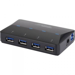 4+1 portos USB hub, gyorstöltő porttal, LED-es, Renkforce