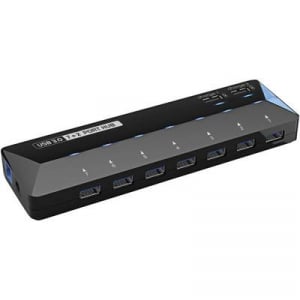 7+2 portos USB hub, gyorstöltő porttal, LED-es, Renkforce