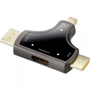 DisplayPort-HDMI átalakító, DisplayPort dugó, Mini DisplayPort dugó, HDMI dugó - 1x HDMI alj, Renkforce