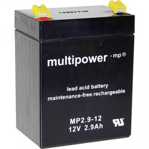 multipower MP2,9-12 A97275 Ólomakku 12 V 2.9 Ah Ólom-vlies (AGM) (Sz x Ma x Mé) 79 x 107 x 56 mm 4,8 mm-es laposérintkezős dugó Karbantartásmentes, Ki