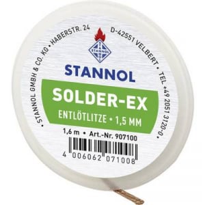 Kiforrasztó huzal, ónszívó sodrat 1.6 m 1.5 mm széles Stannol Solder