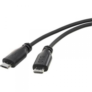 OTG kábel készlet, mikro USB kábel, 0,15 m + mini B adapter Conrad SuperSoft OTG