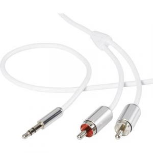 SpeaKa Professional RCA / Jack Audio Csatlakozókábel [2x RCA dugó - 1x Jack dugó, 3,5 mm-es] 0.80 m Fehér SuperSoft köpeny