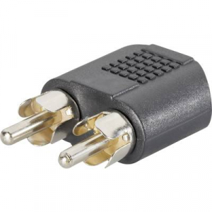 SpeaKa Professional RCA / Jack Audio Y adapter [2x RCA dugó - 1x Jack alj, 3,5 mm-es] Fekete