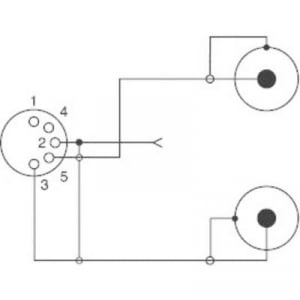 RCA - DIN csatlakozó kábel, 5 pól. DIN aljzat - 2x RCA dugó, fekete, Speaka Professional