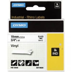 Feliratozó szalag DYMO IND RHINO 18445 Vinyl Szalagszín: Fehér Szövegszín:Fekete 19 mm 5.5 m