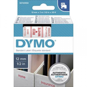 DYMO feliratozószalag D1, 12mm, fehér/piros, S0720550