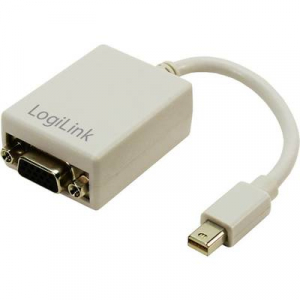 DisplayPort - VGA átalakító adapter, 1x mini DisplayPort dugó - 1x VAG aljzat, fehér, LogiLink