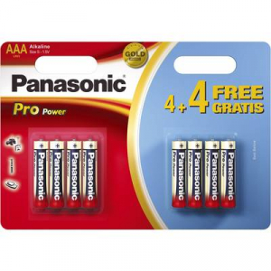 Mikroelem AAA, alkáli mangán, 1,5V, 8 db, Panasonic Pro Power LR03, AAA, LR3, AM4M8A, AM4, S