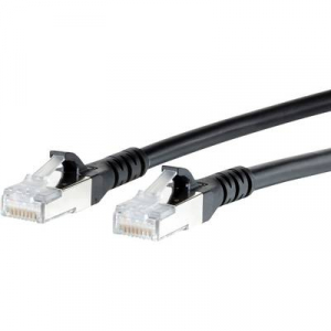 RJ45 Hálózati csatlakozókábel, CAT 6A S/FTP [1x RJ45 dugó - 1x RJ45 dugó] 1 m, fekete BTR Netcom