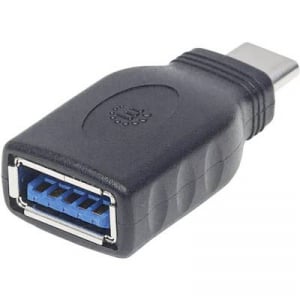 Manhattan USB 3.1 Átalakító [1x USB 3.1 dugó, C típus - 1x USB 3.1 alj, A típus] Adapter USB-C Stecker auf USB A Buchse USB 3.1, Gen 1 5 Gbps schwarz