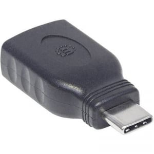 Manhattan USB 3.1 Átalakító [1x USB 3.1 dugó, C típus - 1x USB 3.1 alj, A típus] Adapter USB-C Stecker auf USB A Buchse USB 3.1, Gen 1 5 Gbps schwarz