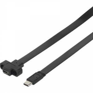 Renkforce USB 3.0 Hosszabbítókábel [1x USB-C™ dugó - 1x USB-C™ alj] 25.00 cm Fekete Csavarozható, Nagy rugalmasságú