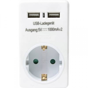 Hálózati USB töltő konnektor adapter, 2 USB aljzattal 115-230V/AC max.2x1000 mA LogiLink PA0112
