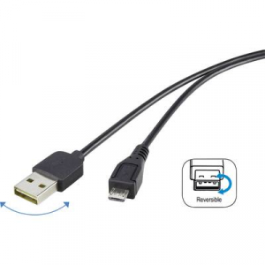 USB 2.0 A/Micro-B csatlakozókábel 1,8 m, megfordítható dugóval