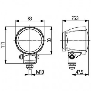 Hella Modul 70, munkalámpa, H3, 12/24 V, (O x Mé) 83 mm x 75 mm