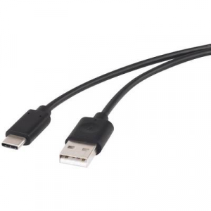 Renkforce USB 2.0 Csatlakozókábel [1x USB 2.0 dugó, A típus - 1x USB-C™ dugó] 1.00 m Fekete Aranyozatt érintkező