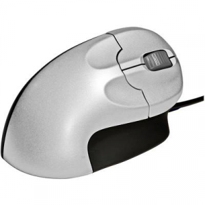 BakkerElkhuizen GripMouse Vezetékes Ergonomikus egér Optikai Ergonómikus, Extra nagy gombok Ezüst-fekete