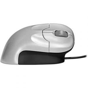 BakkerElkhuizen GripMouse Vezetékes Ergonomikus egér Optikai Ergonómikus, Extra nagy gombok Ezüst-fekete