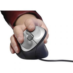 BakkerElkhuizen GripMouse Vezetékes Ergonomikus egér Optikai Ergonómikus, Extra nagy gombok Ezüst-fekete