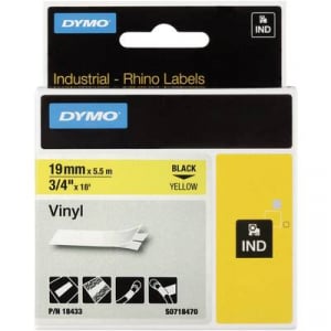 Feliratozó szalag DYMO IND RHINO 18433 Vinyl Szalagszín: Sárga Szövegszín:Fekete 19 mm 5.5 m