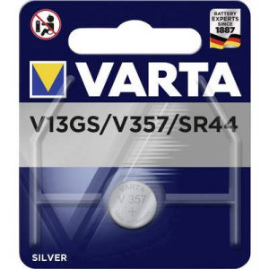 V 13 GS gombelem, ezüstoxid, 1,55V, 155 mAh, Varta 357, 303, V76PX, SR44W, SR44, SR1154, D357, RW42, 228, J, 280-62