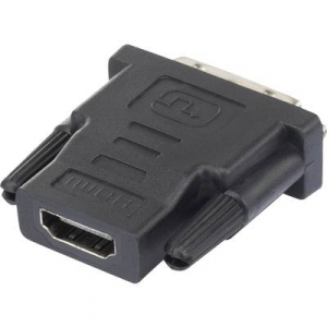 DVI - HDMI átalakító adapter, 1x DVI dugó 24+1 pól. - 1x HDMI aljzat, fekete, Renkforce