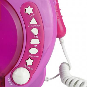 Gyermek karaoke szett, beépített CD lejátszóval, két mikrofonnal, USB-s, SD kártyás, rózsaszín X4-Tech Bobby Joey 701354