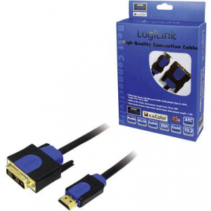 HDMI/DVI kábel, fekete, 3 m, LogiLink CHB3103