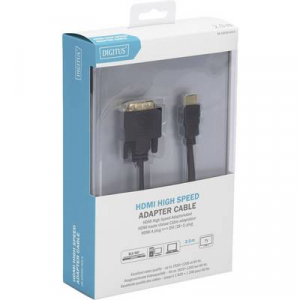 Digitus HDMI / DVI Csatlakozókábel [1x HDMI dugó - 1x DVI dugó, 18+1 pólusú] 2.00 m Fekete