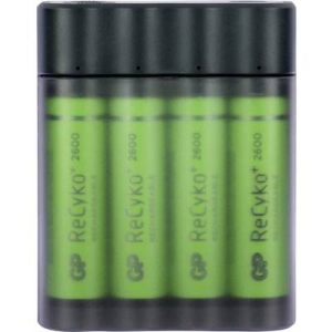 GP Batteries Charge Anyway X411 NiMH Mikro (AAA), Ceruza (AA) Hengeres akku töltő Akkukkal