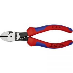 Erőkímélő oldalcsípőfogó, közepes/kemény/zongora huzal max.: O 3,4/2,5/2 mm, Knipex 74 12 160