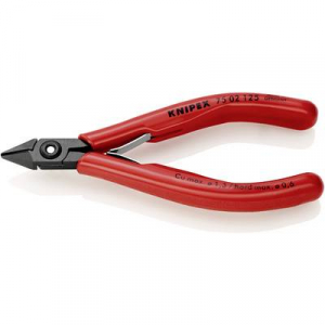 Elektronikai oldalcsípőfogó, lágy/közepes/kemény/zongora huzal max.: O 1,3/1/0,6/0,4 mm, Knipex 75 02 125 EAN