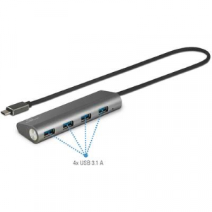 Renkforce 4 port USB 3.1 hub Alumínium házzal Ezüst