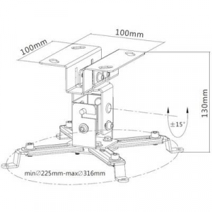 TECHly ICA-PM-2S Kivetítő mennyezeti tartó Dönthető Padló/mennyezet távolsága (max.): 130 mm Ezüst